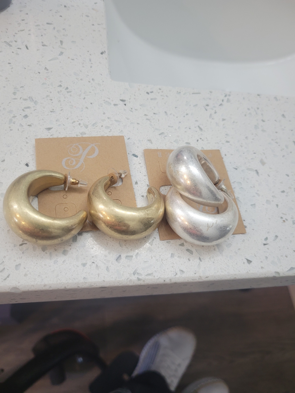 Plunder Chunky Crescent Hoop Earrings - Gold and Silver
